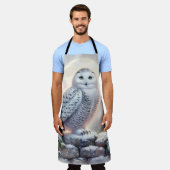 Tablier Snowy Owl in Moonlit Winter Garden (Porté)
