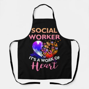 Tablier Social Worker Work of Heart Flower Butterfly Socia