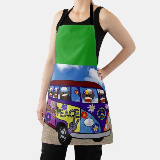 Tablier Sock Monkey Peace Bus  (Insitu)