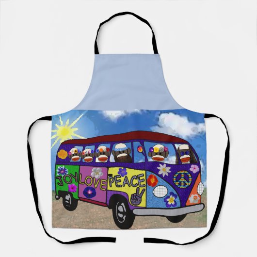 Tablier Sock Monkey Peace Bus  (Recto)
