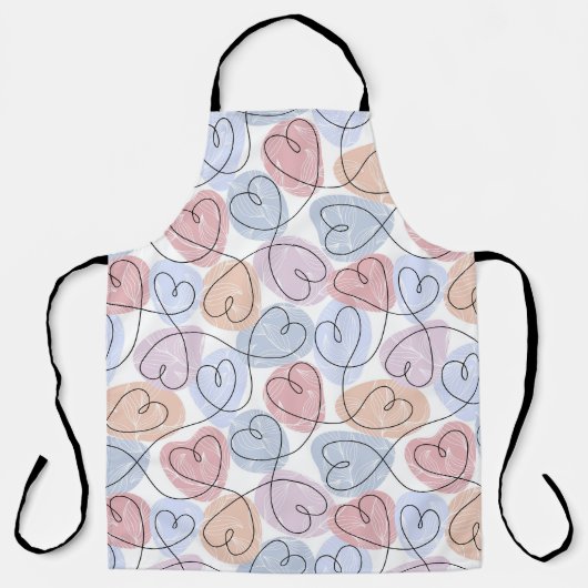 Tablier Soft Hearts : Continuous Line Valentine's (Recto)