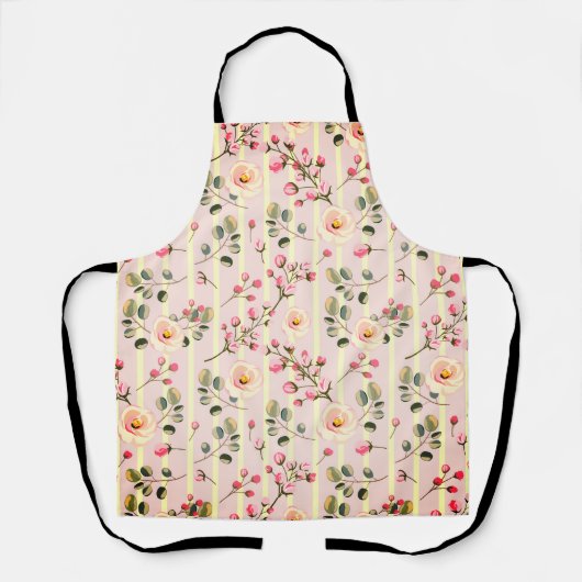 Tablier Soft Pink Floral Stripe Pattern (Recto)