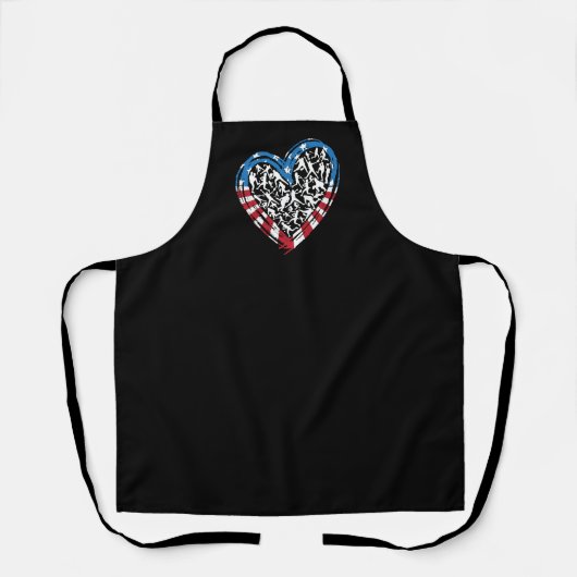 Tablier Softball - American USA Flag Heart (Recto)