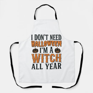 Tablier Sorcière drôle toute l'année Typographie Halloween