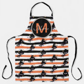 Tablier Sorcière Mignonne Halloween Rayures Orange Noir Mo (Recto)