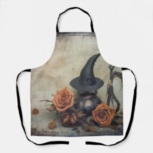 Tablier Sorcière victorienne vintage Citrouille Roses