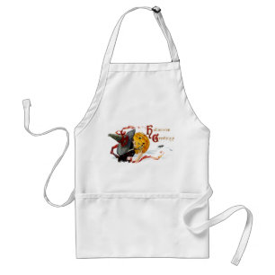 Tablier Sorcière vintage Halloween avec rubans rouges