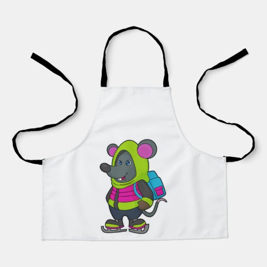 Tablier Souris au patinage sur glace avec patins sur glace (Recto)