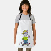 Tablier Souris en skate avec skateboard (Insitu)