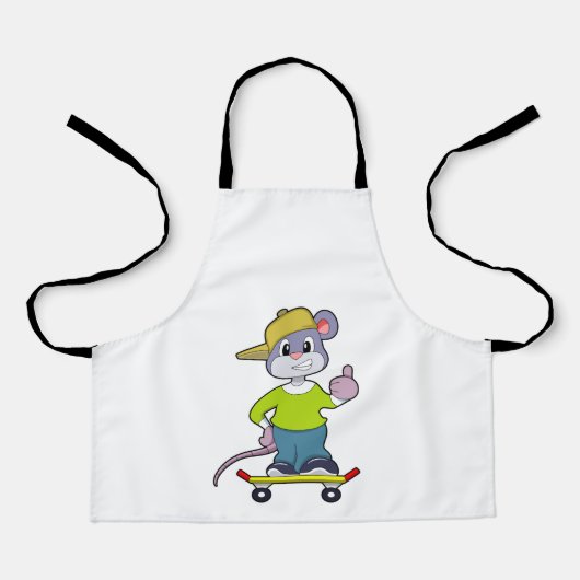 Tablier Souris en skate avec skateboard (Recto)