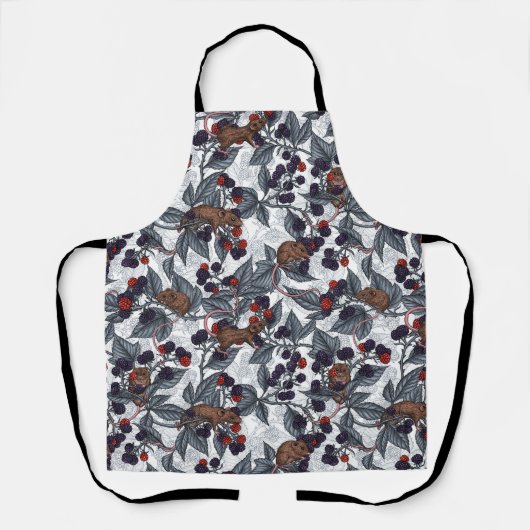 Tablier Souris et mûres sur blanc (Recto)