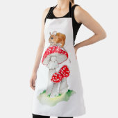 Tablier Souris mignonne à la mouche aquarelle agarique (Insitu)