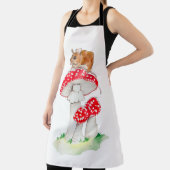 Tablier Souris mignonne à la mouche aquarelle agarique (Insitu)