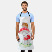 Tablier Souris mignonne à la mouche aquarelle agarique (Porté)