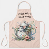 Tablier Souris mignonne en théière florale Illustration (Recto)
