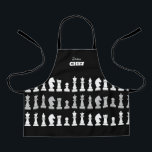 Tablier Sous Chef Chess Pièce Noir Blanc Enfants<br><div class="desc">Un tablier classique pour les amateurs d'échecs en noir et blanc,  avec des figures d'échecs dans un motif géométrique. Design moderne des pièces d'échecs</div>
