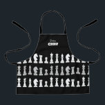 Tablier Sous Chef Chess Pièce Noir Blanc Enfants<br><div class="desc">Un tablier classique pour les amateurs d'échecs en noir et blanc,  avec des figures d'échecs dans un motif géométrique. Design moderne des pièces d'échecs</div>