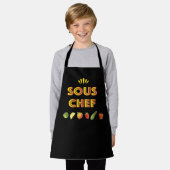 Tablier Sous Chef design ludique avec fruits et légumes (Porté)
