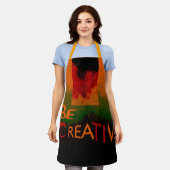 Tablier "Soyez créatif" noir orange nuances vert Design (Porté)