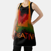 Tablier "Soyez créatif" noir orange nuances vert Design (Insitu)