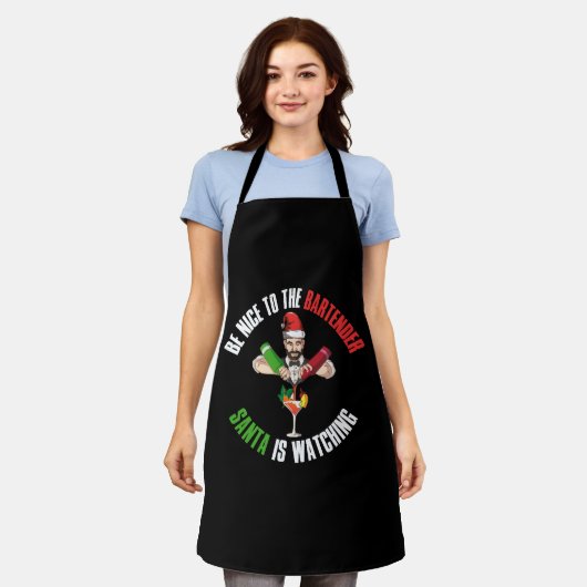Tablier Soyez Gentil Au Bartender Funny Santa Claus Don (Porté)