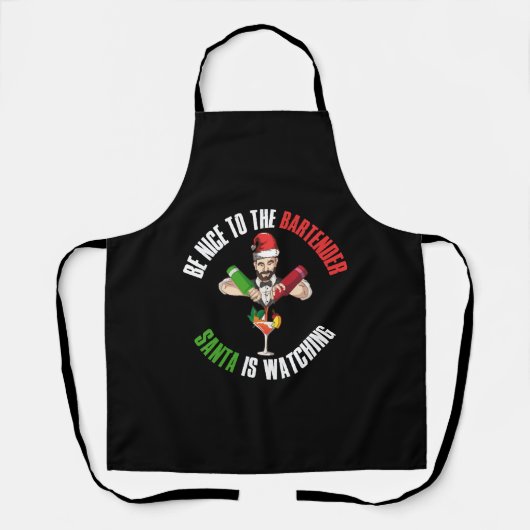 Tablier Soyez Gentil Au Bartender Funny Santa Claus Don (Recto)