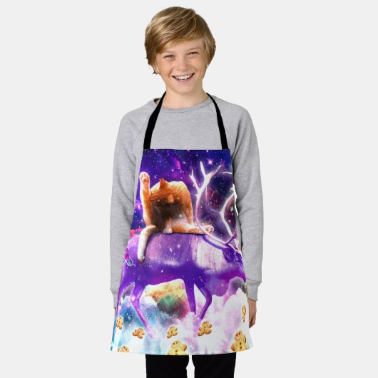 Tablier Space cat licking itself (Porté)