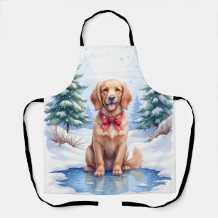 Tablier Spaniel d'eau américain au bassin gelé à l'aquarel
