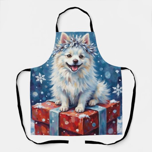 Tablier Sparkling American Eskimo Dog Festive Gift Cushion (Recto)