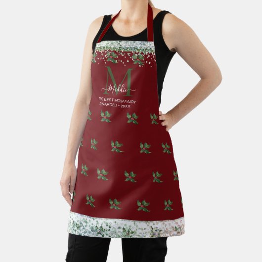 Tablier Sparkly glittery mistletoe glam personnalisé Monog (Insitu)