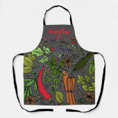 Tablier Spices motif nom personnalisé gris (Recto)