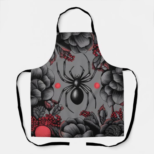 Tablier Spider Floral design style gothique (Recto)