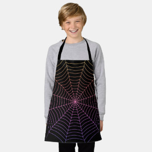 Tablier Spider web noir violet orange motif Halloween