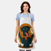 Tablier Spooky Cute Black Dog with Ghost  (Porté)