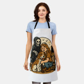 Tablier Spooky Grim Reaper with Girl and Dog Skeleton Art  (Porté)