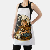 Tablier Spooky Grim Reaper with Girl and Dog Skeleton Art  (Insitu)