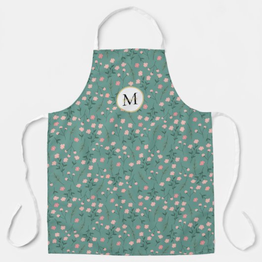 Tablier 'Spring Bloom', turquoise et rose à fleurs customi (Recto)