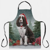 Tablier Springer Spaniel Chien dans la neige Noël (Recto)