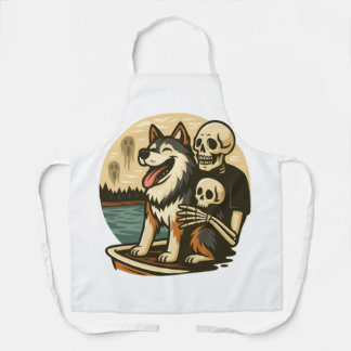 Tablier Squelette avec chien sur un lac hanté Art d'horreu