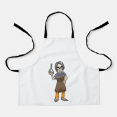 Tablier Squelette comme coiffeur avec ciseaux (Recto)