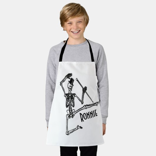 Tablier Squelette dansant avec nom (Porté)