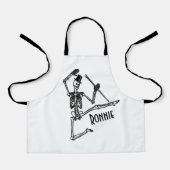 Tablier Squelette dansant avec nom (Recto)