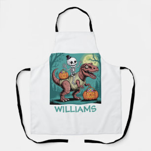 Tablier Squelette de Halloween personnalisé chevauchant un