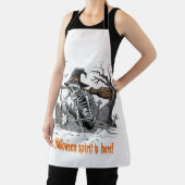 Tablier Squelette de sorcière drôle buvant du café | Salle (Insitu)