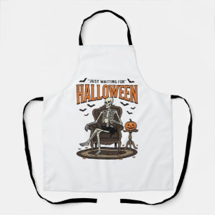 Tablier Squelette d'Halloween attendant drôle vintage_1