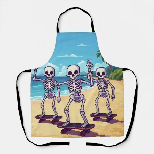 Tablier Squelettes Cool Sur La Plage Design (Recto)