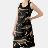 Tablier Squelettes de dinosaures, fossiles, motif vintage. (Insitu)