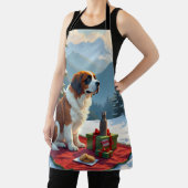 Tablier St. Bernard Winter Picnic Christmas Painting (Insitu)