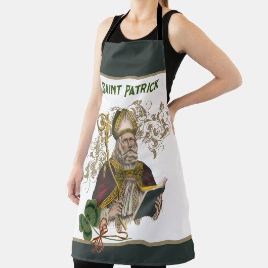 Tablier St Patrick Irlandais Shamrock Vert Or Catholique A (Insitu)