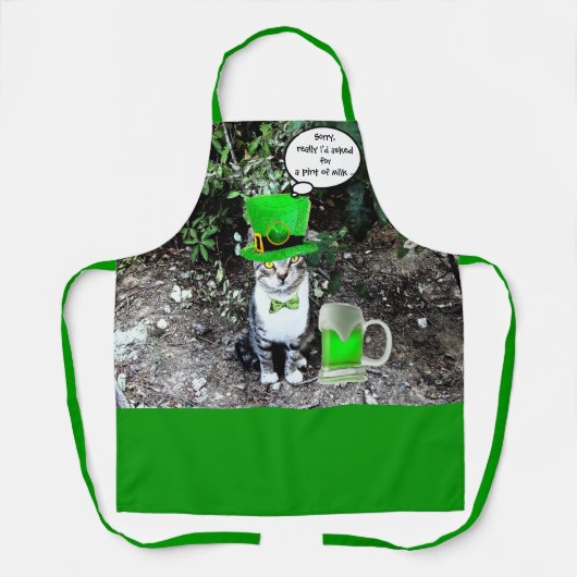 TABLIER ST PATRICK'S DAY CHAT AVEC POSTE DE BIÈRE IRLANDAI (Recto)